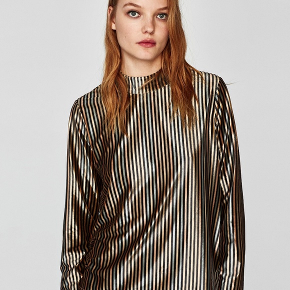 Zara Tops - ZARA Striped Velvet Top